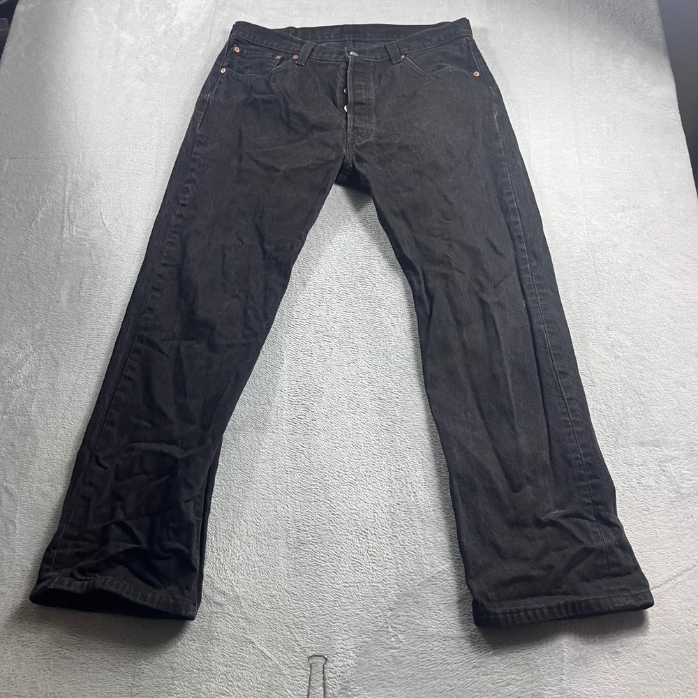 Levis 501 Original Fit Jeans Mens 36x32 Black Denim Straight Leg Button Fly